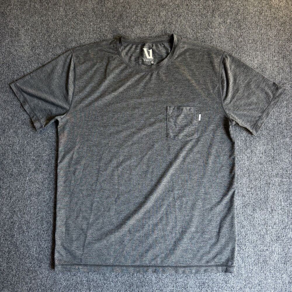 Vuori Strato Tech Pocket Tee Men’s XL Gray Performance T-Shirt Short Sleeve